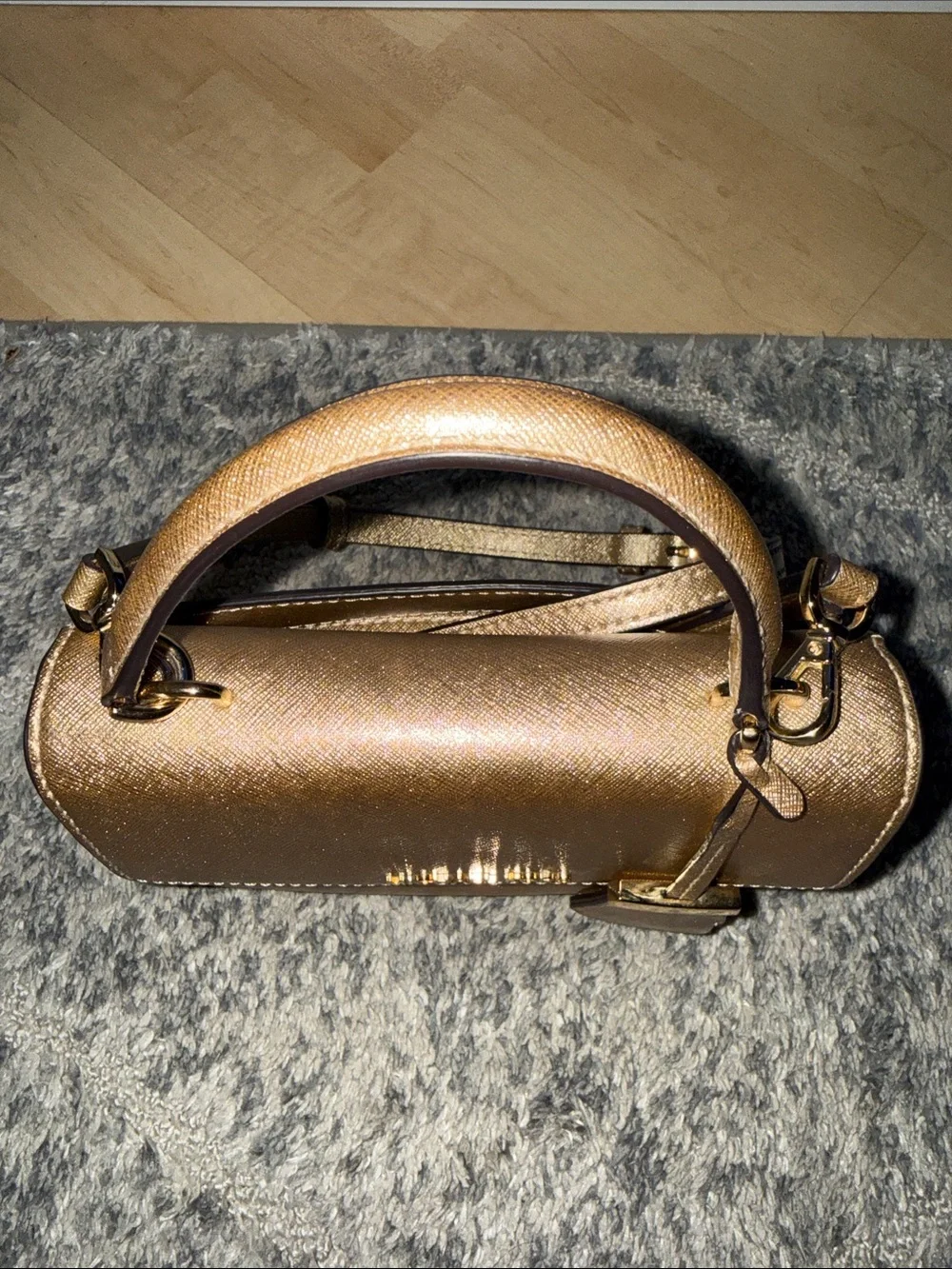 Michael Kors Ava Small Satchel in Metallic Gold Champagne finish